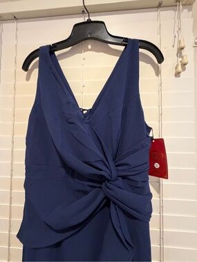 Knot-Detail Midi Dress in Deep Navy